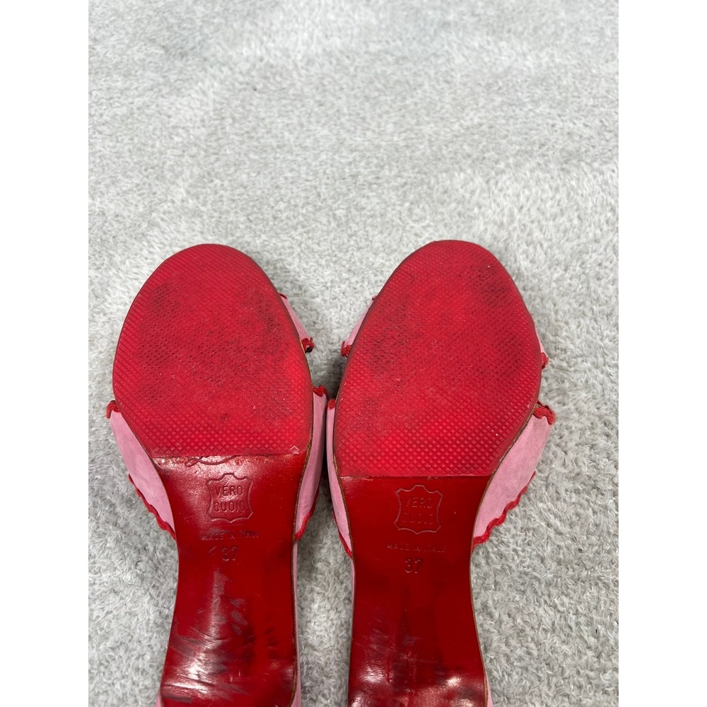 Christian Louboutin Vintage Pink Suede Scalloped Crisscross Rare Red Bottoms 37 - Picture 5 of 10